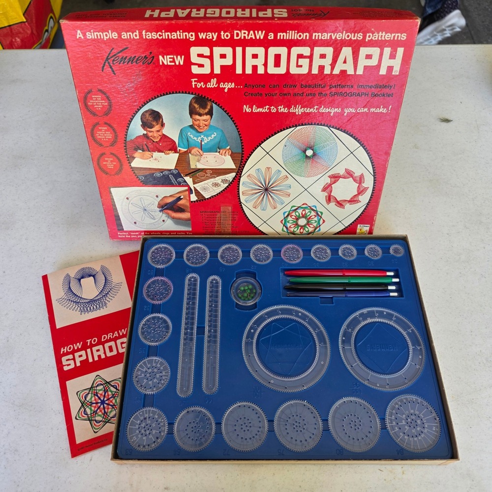 Kenner New Spirograph No 401 Vintage 1967 Drawing Set Complete